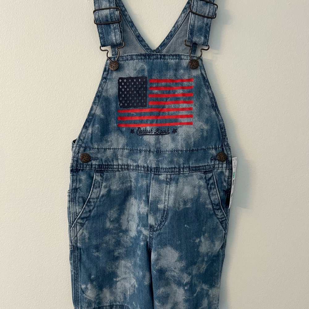 OshKosh B'gosh Blue Denim Overalls with Flag